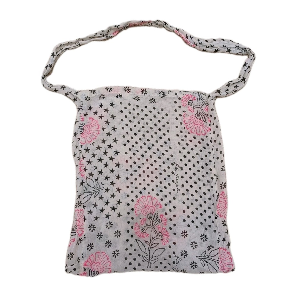 Free People Gauze Boho Reusable Shopping Tote Bag Floral